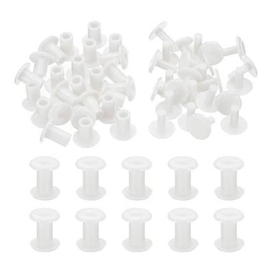 PATIKIL M5x8mm Plastic Binding Post, 24 Sets Plastic Chicago Screws Binding Screw Rivet Post Press-on Buckle for Leather Scrapbook Photo Albums, White
