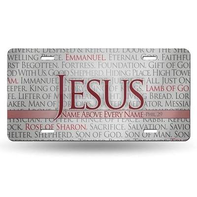 Jesus Christian Quotes Front License Plate Aluminum Decorative License Plates Funny Metal Car Plate 6"X12" Novelty Vanity Tag Cover with 4 Holes Car Decor Accessory
