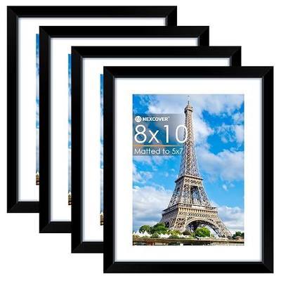 NEXCOVER 8x10 Picture Frame Black 4PK, 8 x 10 Photo Frame with Shatterproof HD Plexiglass, Picture Frames Collage for photos 5x7 with Mat or 8x10 Without Mat, Horizontal and Vertical for Wall Hanging or Tabletop