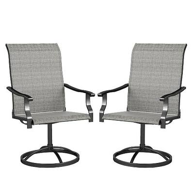 Outsunny Outdoor Patio Swivel Chairs High Back Patio Dining Chairs Gray | Set of 2, All-Weather Mesh Fabric, Metal Frame, for Backyard, Lawn, Porch or Garden