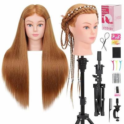 28" 80% Human Hair Mannequin Head, Tripod & Tools Cosmetology Practice Set | Supports cutting, braiding, curling, straightening & heat styling.ideal for hairdressing students & beginners.