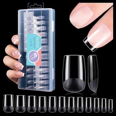 gelike ec Nail Tips for Wide Beds: 240Pcs Short Square Soft Gel Full Cover | Pre-Etched Seamless Half Matte PMMA False Nails for Extensions, Break-Resistant Press On Tips for Daily & Work, 12 Sizes