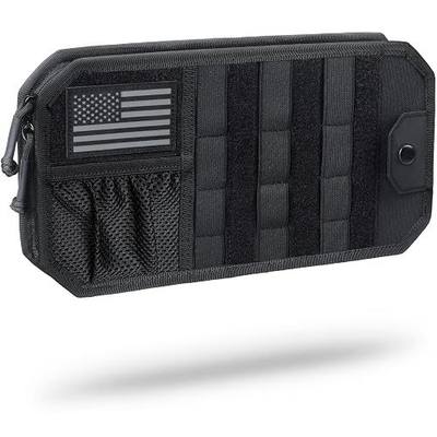 WYNEX Molle Car Sun Visor Organizer, Fits Most Cars Trucks Pickups Patrols | M-12.8x6.9", Semi-Rigid Molle Panel, Car Accessories with Zip Storage Pouch, Glasses Holder, Patch for Tactical Gears