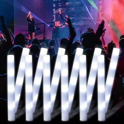 LED Foam Glow Sticks, 18.9 INCH Bulk Glow Sticks, LED Light Sticks, Light-Up Sticks for Concerts, Weddings, Raves, Carnivals, Halloween, Birthdays, and More!