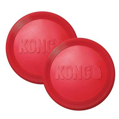 KONG Flyer Rubber Disc Dog Toy - for Catch, Fetch and Playtime - Red, Large 2 Pack