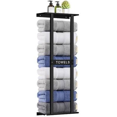 Bathroom Towel Storage Rack, Wall Mounted Bathroom Towel Rack, 30 inch Heavy Duty 6 Large Towels, Wall Mounted Towel Rack for Rolled Towels, Black