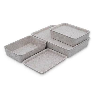 Welaxy Oatmeal Lidded Felt Drawer Organizers 3pc Office Makeup Storage Box