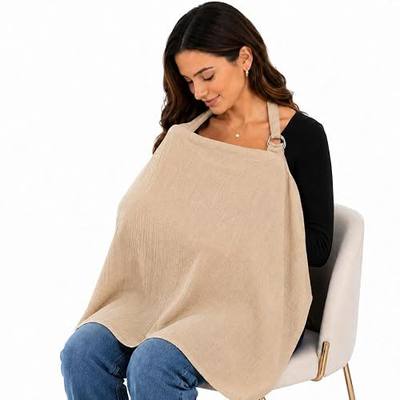 Zomee Muslin Nursing Cover Cotton Breastfeeding Cover for Travel | Lightweight and Foldable Cover Fits Easily into a diaper bag, tote, stroller organizer, or travel bag