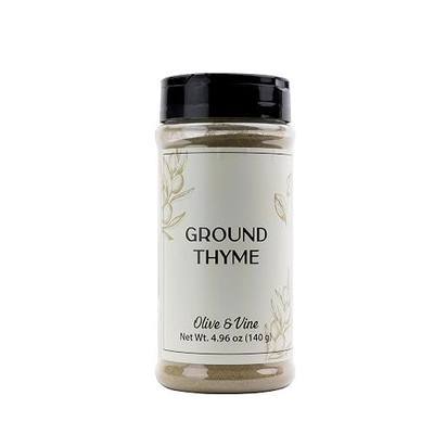 Olive & Vine Ground Thyme, Earthy & Aromatic, Seasoning for Roasts, Soups, and Stews, with Rich Tradition, Authentic Taste, For Global Recipes (4.96 Ounce)
