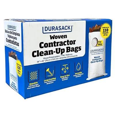DURASACK Contractor Bags Heavy Duty 40-Gallon, Pack of 16 | Reusable White Woven Polypropylene Contractor Garbage Bags