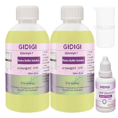 ORP Buffer Solution 222mV/pH7 Calibration Solution for ORP/pH Meters | pH and ORP Standard Solution, ORP Calibration, 1 Electrode Storage Solution, for All ORP and pH Testers, Redox Buffer 250mL*2