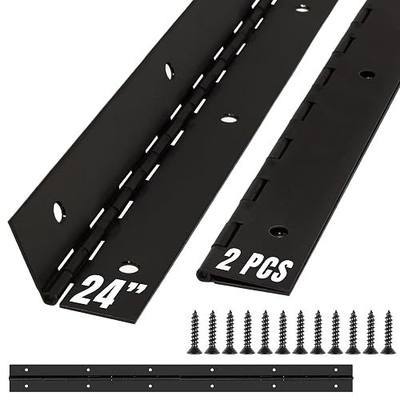 ALBO 24 Inch Black Heavy Duty Piano Hinge Continuous Stainless Steel 304 (2-Pack), Surface Mount Cabinet Hinges Matte Black 24"x2" for Server Rack, Display Case & Workshop Bench