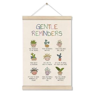 Positive Affirmations Gentle Reminders Wall Decor - Motivational Mental Health Inspirational Wall Art Hanger Frame for Therapy Therapist Counselling Office Kids Playroom Nursery Classroom, 16x12 Inch