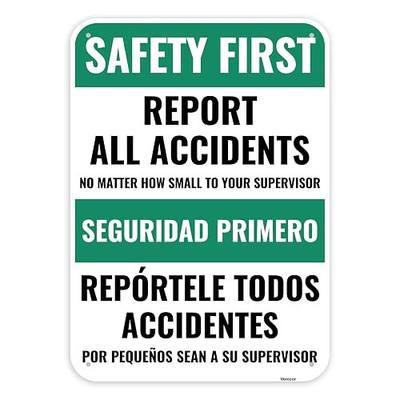 1PC Safety Sign, 14 x 10 Inches - Aluminum - Safety Decorations Posters For Workplace - Bilingual Spanish