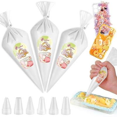 Cream Glue, 3PCS White Whipped Cream Glue Kit (Each 100g) | With 6PCS Piping Tip, DIY Phone Case Kit for Decoration Craft Gift Fun for Birthday, Christmas
