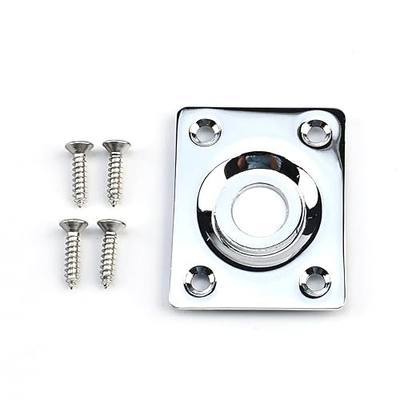 Flat Bottom Jack Socket Plate Stainless Steel Flat Base Rectangle Output Jackplate Compatible with LP Les Paul TL Tele Telecaster Electric Guitar Replacement Parts Chrome