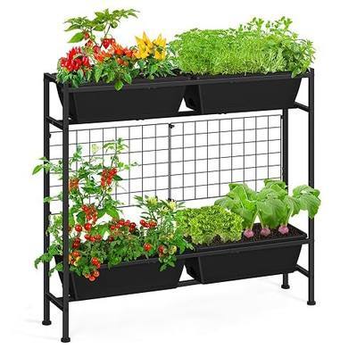 OYEAL Raised Garden Bed 32" Tall Elevated Planter Boxes with Trellis & Legs, Vertical Herb Garden Planter Outdoor for Gardening, Vegetables, Flowers, Herbs, Backyard, Black