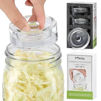 MFacoy 4-Pack of Fermentation Glass Weights with Easy Grip Handle for Great Wide Mouth Canning Mason Jars, Pickling Sourkrout Kraut Glass Weight Fermentation Kit with Easy Grip Handle, Dishwasher Safe