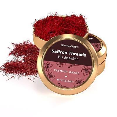 AROMACRAVE Premium Spanish Saffron Threads – 2g (0.07oz) – Hand-Harvested Pure Red Saffron, Grade A+ All-Natural Spice for Cooking, Tea, Paella, Rice & Skincare