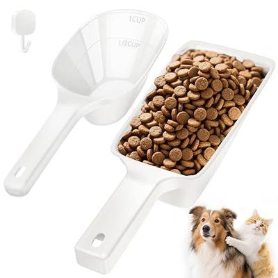 Food Scoop 2 PACK,2 Cup Capacity Dog Food Scoop With Measuring Lines For Dog, Puppy and Cat Coffee Bean Scoop, Flour Scoop (Small & Large White)