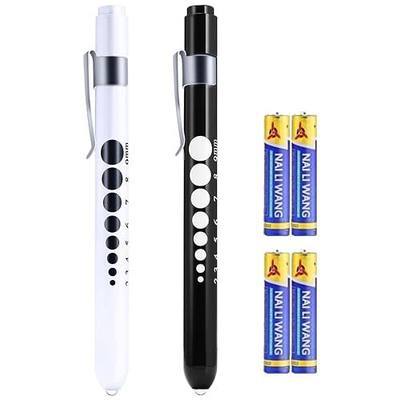 Pen Lights for Nurses Doctors, 2 Pack Reusable Medical PenLight with Pupil Gauge and Ruler, with 4 AAA Batteries for Nursing Students Essentials