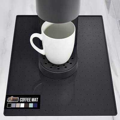 GORILLA GRIP Silicone Coffee Mat, Espresso Machine Bar Accessories, Keep Kitchen Counters Clean, Stays in Place, Waterproof and Heat Resistant Dish Drying Mats, Home Decor Essentials, 10x14, Black