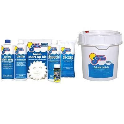In The Swim 7,500 Gallon Spring Opening Kit and 10 Pound Chlorine Bundle | Pre-Measured Opening Kit for Above Ground Pools Up to 7,500 Gallons and 10 Pound Bucket of 3-Inch Stabilized Chlorine Tablets