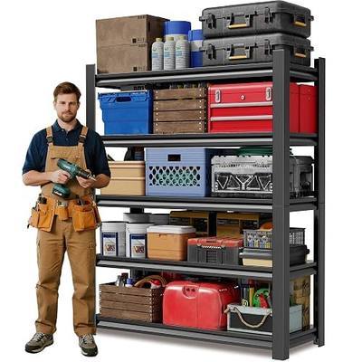 JHYKHG 63" H Storage Shelves,5-Tier Heavy Duty Garage Shelving,Adjustable Shelving Unit,Metal Shelf,Boltless Assembly Rack for Warehouse,Shed,2,500 lb Load,16 x 24 x 63 Inches,Black