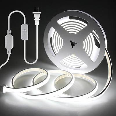 AC 120V COB LED Rope Lights 10FT Plug in with Switch Daylight White 6000K | Waterproof Outdoor LED Strip Lights IP67 High Density 288Led/M,Super Bright Flexible LED Tape Lights,for Exquisite Wall Decor