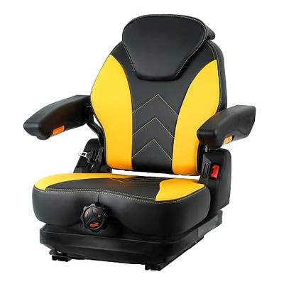 Tractor Suspension Seat, Highback Low Suspension Mower Seat, Adjustable Backrest and Slide Rails, Armrests Shock Absorber Heavy Duty Seat for Toro Forklift Mower Excavator Harvester