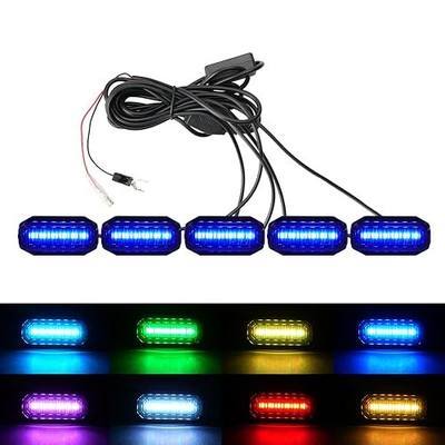 RGB LED Grille Lights Compatible with 2024-2025 Jeep Wrangler JL JLU JT,5PCS 16 Color-Changing OEM Grill Lights with APP Control Adjustable Atmosphere,Music Sync,IP68 Waterproof