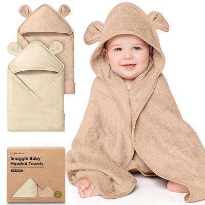 KeaBabies 2-Pack Hooded Baby Towels for Newborn, Kids (Almond, 30x30) | Soft & Absorbent, Viscose from Bamboo Baby Bath Towels with Hood, Infant, Toddler, Kids, Boys Girls, Baby Bath Essentials