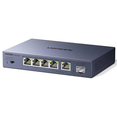 UGREEN 2.5Gb Switch, 6-Port Ethernet Switch, 5 x 2.5Gb + 1 x 10Gb SFP+, Standard/Link Aggregation to 5Gbps/VLAN 3 Modes, Plug & Play Metal Unmanaged Ethernet Splitter, Desktop/Wall Mount, for NAS, PC