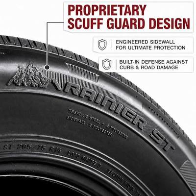 eCustomrim Radial Trailer Tire Rim Assembly ST205/75R14 14 Inch Aluminum | Load Range D Tire With Curb Guard, 5 Lug On 4.5 Inch Center Avalanche Black Wheel - 6 Year Warranty With Roadside