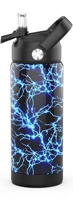 Boys Water Bottle with Straw,18 oz Kids Insulated Cups with Stainless Steel Leak Proof for School,Sport&Travel(Lightning)