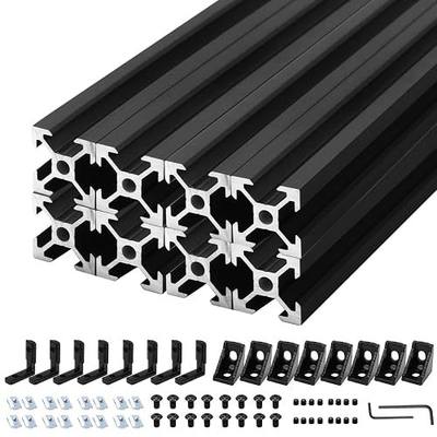 8Pack 2020 Aluminum Extrusion V-Slot 400mm Black Extruded Aluminum Profile 20x20 V-Slotted Framing European Standard Anodized Linear Rail for 3D Printer Accessories Parts