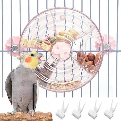 BNOSDM Bird Foraging Toy Creative Feeder Systems with Seed Food Rotating Wheel for Enrichment & Training Parrot Puzzle Toys Ideal for Small and Medium Cockatiel Parakeet Conure(Pink)