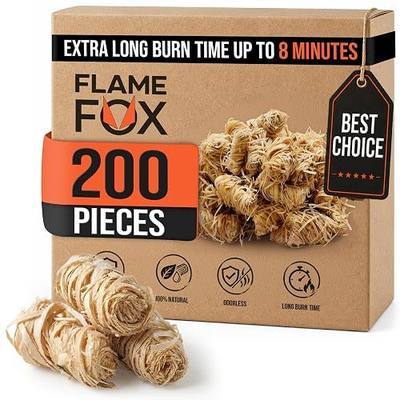 FlameFox Fire Starters 200 pcs – Natural Wood Wool Tumbleweed Fire Starter – Odorless Long Burning and Eco Friendly Firestarters – for Fireplace, Campfire, Grill, BBQ, Charcoal, Wood Stove & Fire Pit