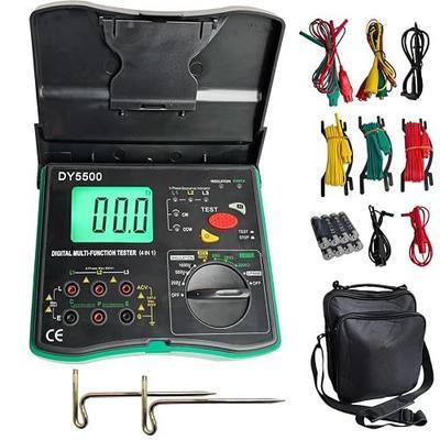 4-in-1 Digital Multimeter with Ground Earth Resistance Tester, Insulation Resistance Tester, Phase Sequence Detector & Voltmeter - 0.01Ω Resolution 600V AC/DC Voltage Measurement Auto-Ranging