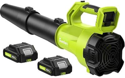 SUNCHERS Leaf Blower Cordless with 2 Batteries and Charger, Electric Battery Powered Cordless Leaf Blower, Portable Lightweight Handhold Blowers for Blowing Leaves, Patio Cleaning, Lawn Care and Dust
