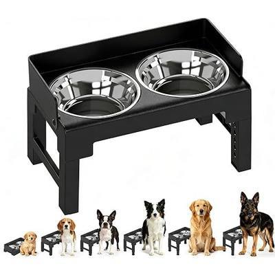 PAKEWAY Elevated Dog Bowls for Medium and Large Dogs, Spill Proof Tiltable Dog Feeder with 2 Stainless Steel Bowls, 6 Height Adjustable Raised Dog Bowl Stand