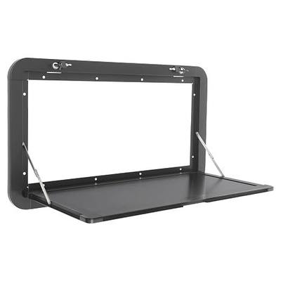 Foldable RV Table 31.5 x17.72 inch Black Wall Mount Folding Camper External Hanging Aluminum Alloy RV Caravan Folding Table with 2 Locks for Truck Campers Travel 55Lbs Capacity