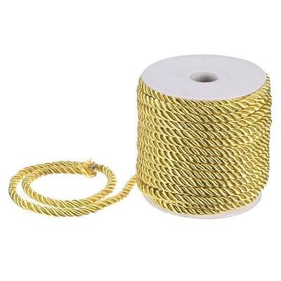 M METERXITY 22 Yards Twisted Rope Trim, 5mm/0.2" Golden Yellow Soft Polyester Twisted Silk Rope Cord 3-Ply Decorative Cord for Gift Bag/DIY Crafts/Home Decor/Curtain Tieback