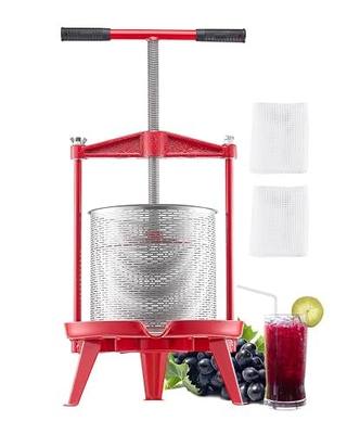 VEVOR 3.69 Gal/14L Fruit Wine Press, Stainless Steel Basket with Cross-beam and Triangular Structure, Manual Juice Maker, Cider Apple Grape Tincture Making Press with T-Handle for Kitchen Home