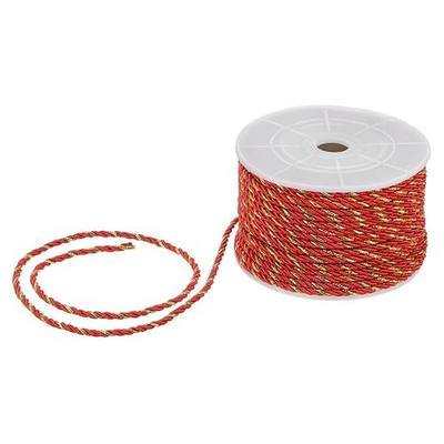 M METERXITY 22 Yards Twisted Rope Trim, 3mm/0.12" Red and Gold Soft Polyester Twisted Silk Rope Cord 3-Ply Decorative Cord for Gift Bag/DIY Crafts/Home Decor/Curtain Tieback