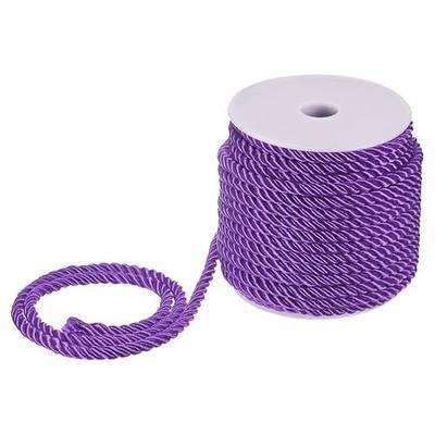 M METERXITY 22 Yards Twisted Rope Trim, 5mm/0.2" Dark Purple Soft Polyester Twisted Silk Rope Cord 3-Ply Decorative Cord for Gift Bag/DIY Crafts/Home Decor/Curtain Tieback
