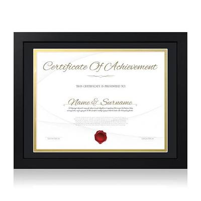 8.5x11 Diploma Frame with Real Glass - Set of 1, Black Over Gold Double Mat - Display 8.5 x 11 Document Certificate with Mat or 10x13 Pictures without Mat for Tabletop & Wall Mount