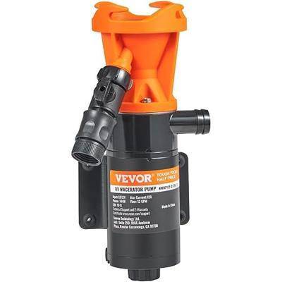 VEVOR 12V RV Macerator Pump, 12GPM, Portable RV Waste Pump, Quick Release Sewage Pumps with Garden Hose & Clamps, 7ft Power Cord, 10ft Lift, Automatic Manual Crushing Function, for Boat Camper Marine