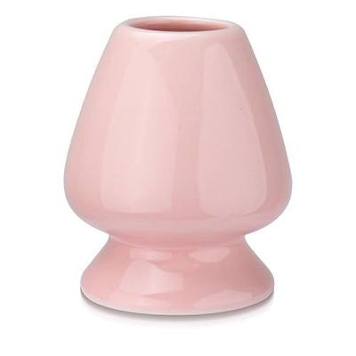 Traditional Japanese Matcha Tea Whisk Holder, 70mm Chasen Stand, Pink Ceramic, 2.7"L x 2.5"W