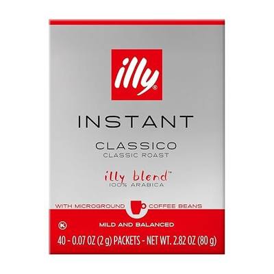 illy Instant Coffee Singles, Classico Medium Roast, 100% Arabica, Premium Italian Coffee 2g Each, 40 Count, 1 Pack